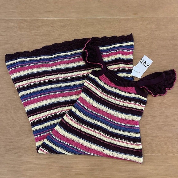 Women's Zara Special Edition Size S Crochet Knit Striped Maxi Dress NWT New - Picture 1 of 10